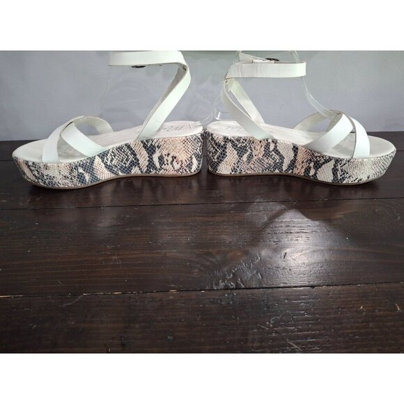 NWOB Matisse Sure Thing Snakeskin White Leather Platform Sandal/Sz. 9M - Picture 2 of 11